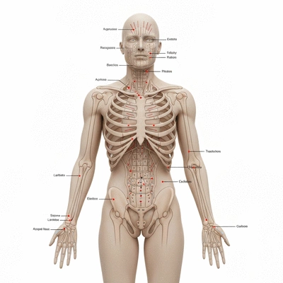 Akupunkturpunkte auf einem menschlichen K&ouml;rper