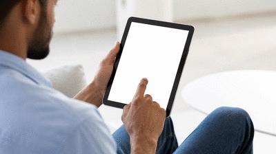 User submitting online form on tablet