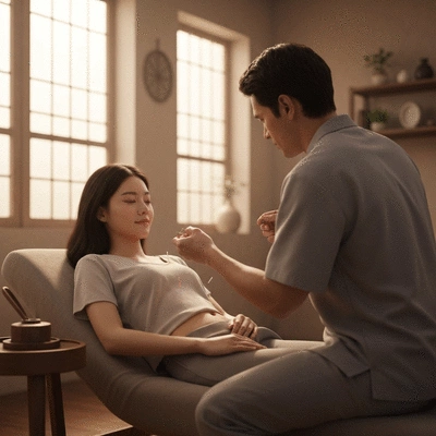 Akupunkturbehandlung in einer ruhigen Umgebung